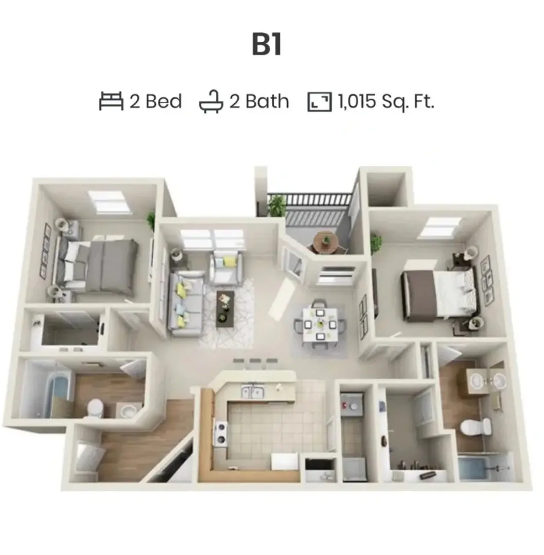 A floor plan of the b 1 apartment.